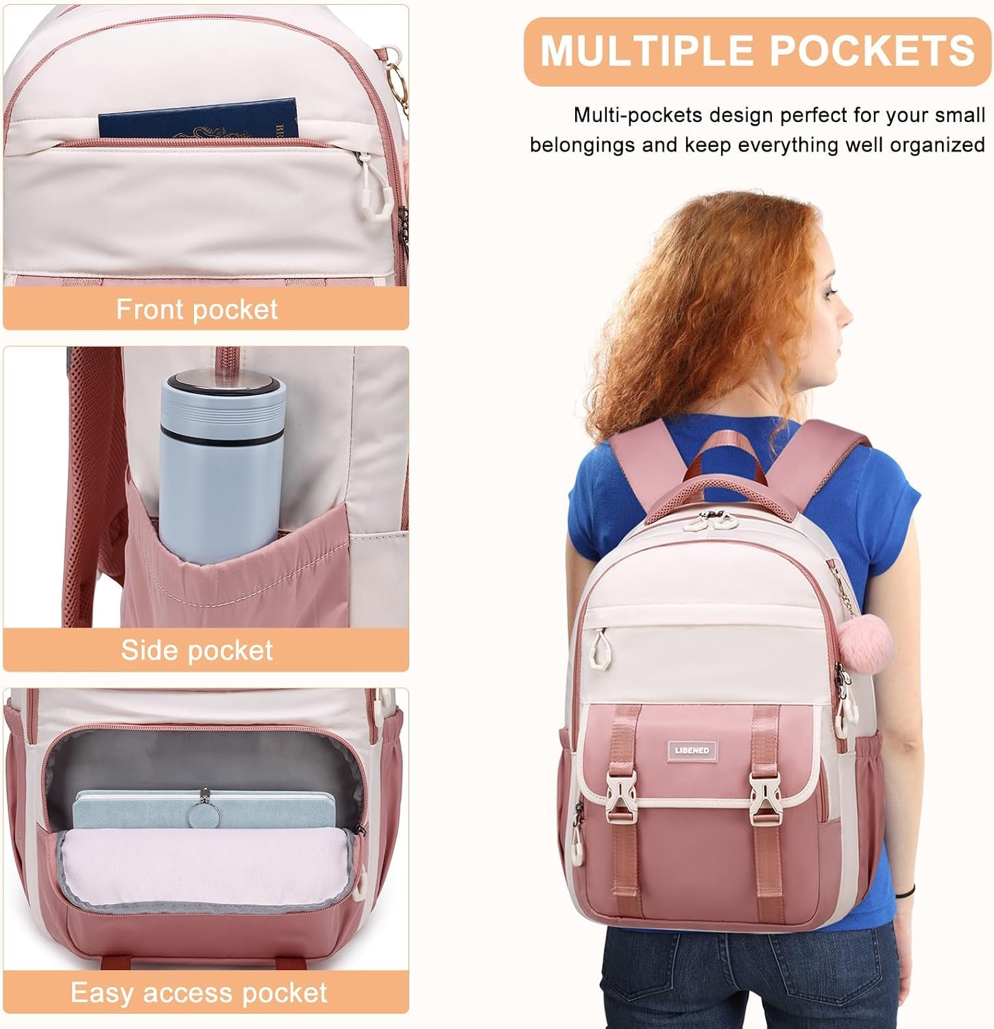School Backpack for Teen Girls & College Women, Water-Resistant Ergonomic 15.6 inch Laptop Bookbag, Cute Aesthetic Middle & High School Travel Backpack - Image 5