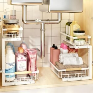 REALINN Under Sink Organizer, White...