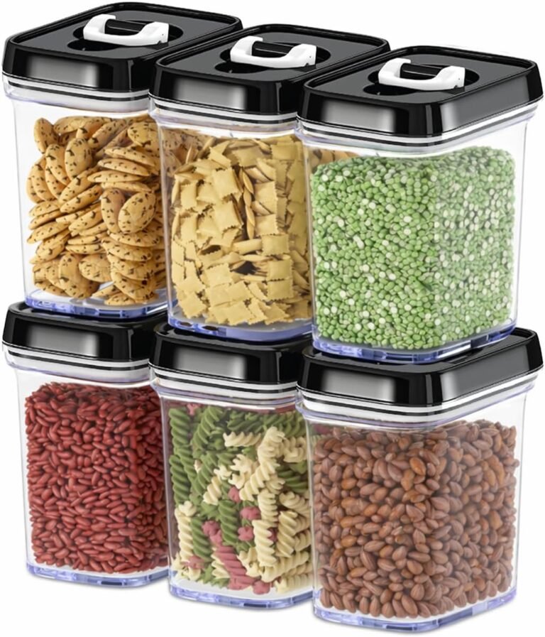 DWËLLZA KITCHEN Airtight Food Storage Containers with Lids – 6 Piece Set Air Tight Kitchen Storage Containers for Pantry Organization and Storage - Clear Plastic BPA-Free - Keeps Food Fresh & Dry