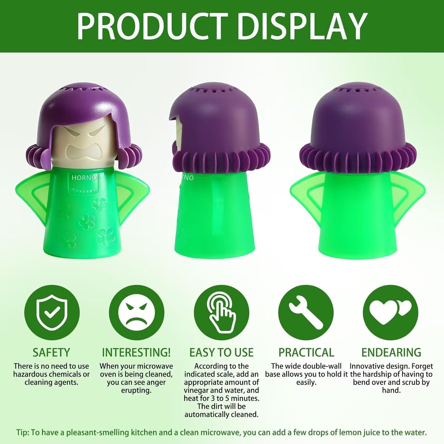 HORNO Angry Mama Microwave Oven Steam Cleaner (Green) - Image 4