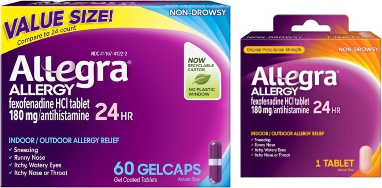 Allegra Adult 24-Hour Allergy Relief Gelcaps, 60-Count & 1-Count Travel Pk