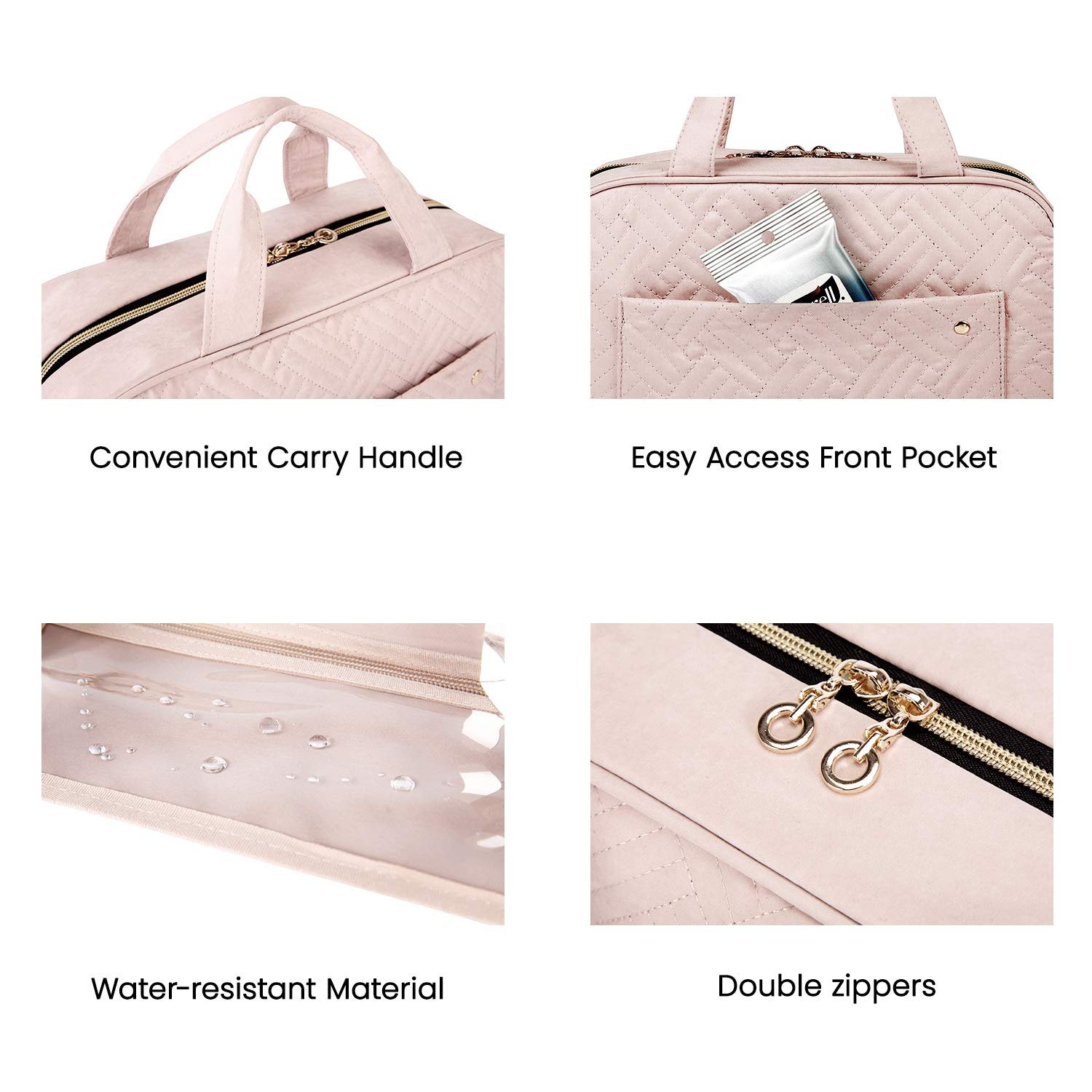 BAGSMART Large Toiletry Bag Travel Bag with Hanging Hook, Water-resistant Makeup Cosmetic Bag Travel Organizer for Accessories, Shampoo, Full Sized Container, Toiletries - Image 6