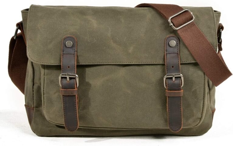 Canvas Messenger Bag, Vintage Crossbody Shoulder Bag,Heavy Waterproof Military Satchel for Men