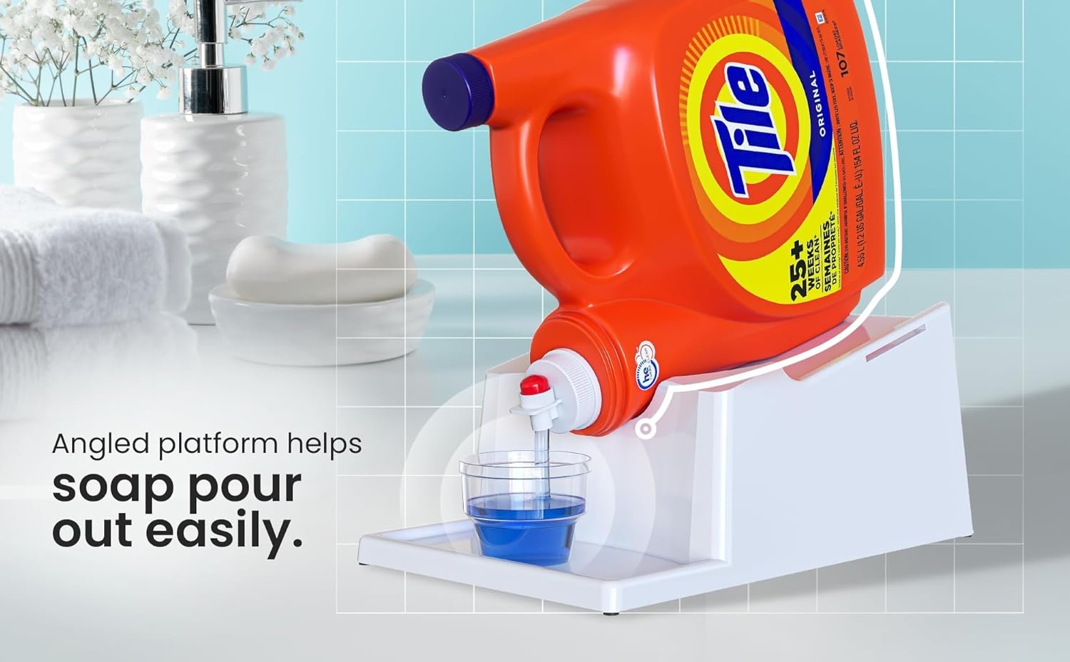 Liquid Laundry Detergent Holder Stand with Drip Tray - 1 Pack - White - Image 9