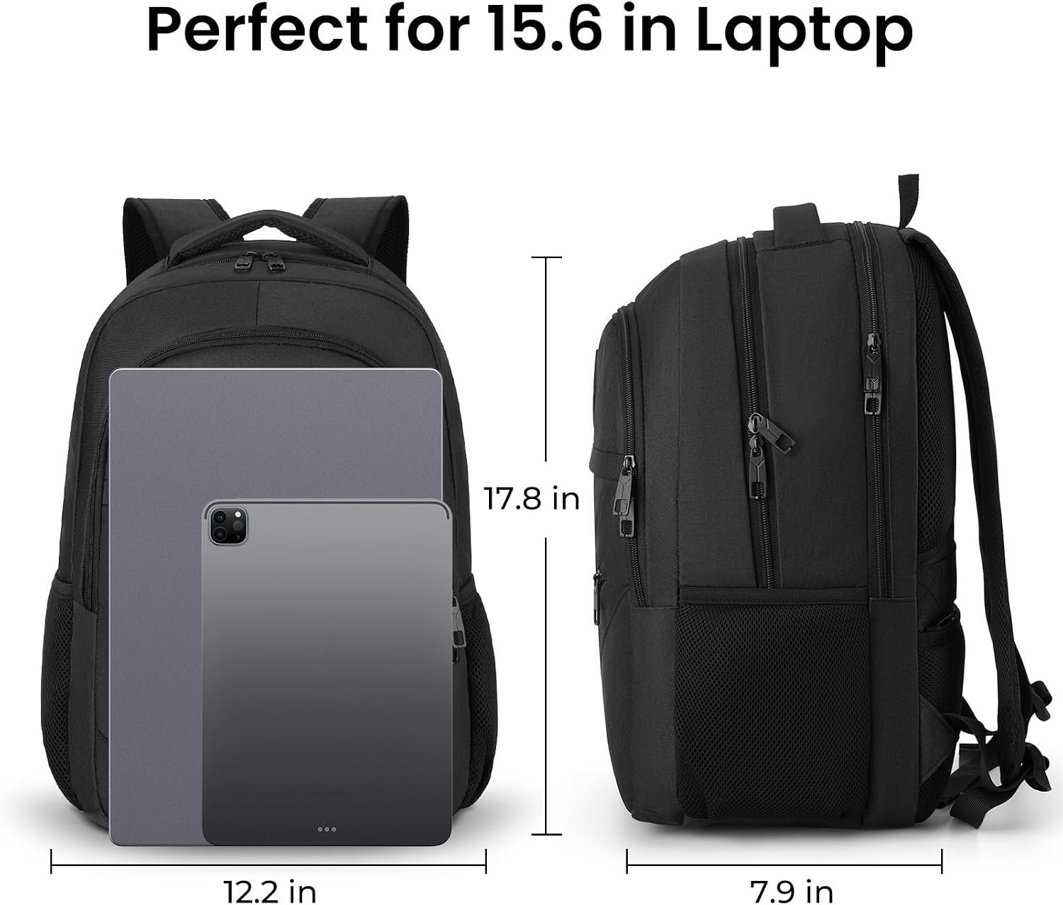 BIKROD Backpack for Men and Women, School Backpacks for Teen Boys Girls, Water Resistant Sturdy Anti Theft Travel Laptop Backpack, Black Student Bookbag Fits 15.6 Inch Laptop, Gifts - Image 5