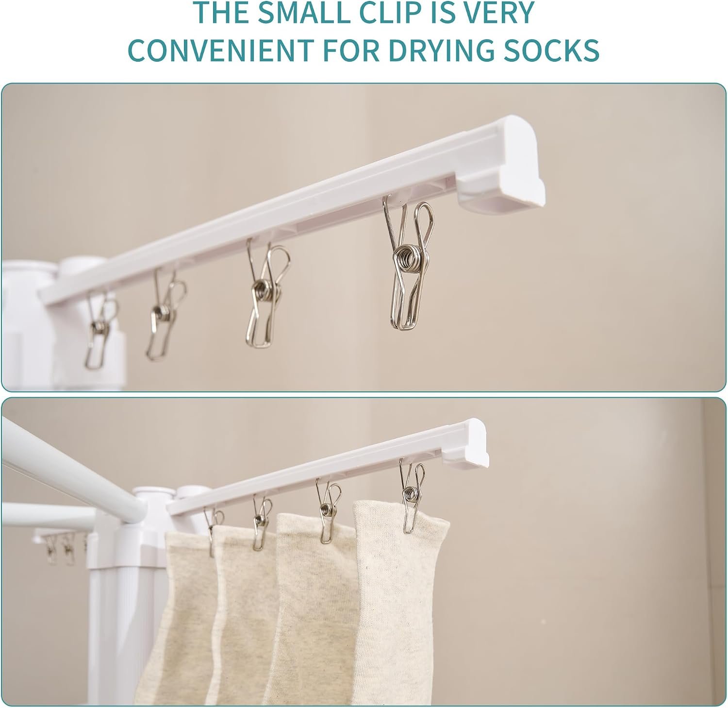JOOM 4 Legs Clothes Drying Rack, Garment Rack Portable and Foldable Space Saving Laundry Drying Rack - Drying Rack Clothing 4rods16 Clips,Floor Folding Balcony Bedroom Household - Image 6
