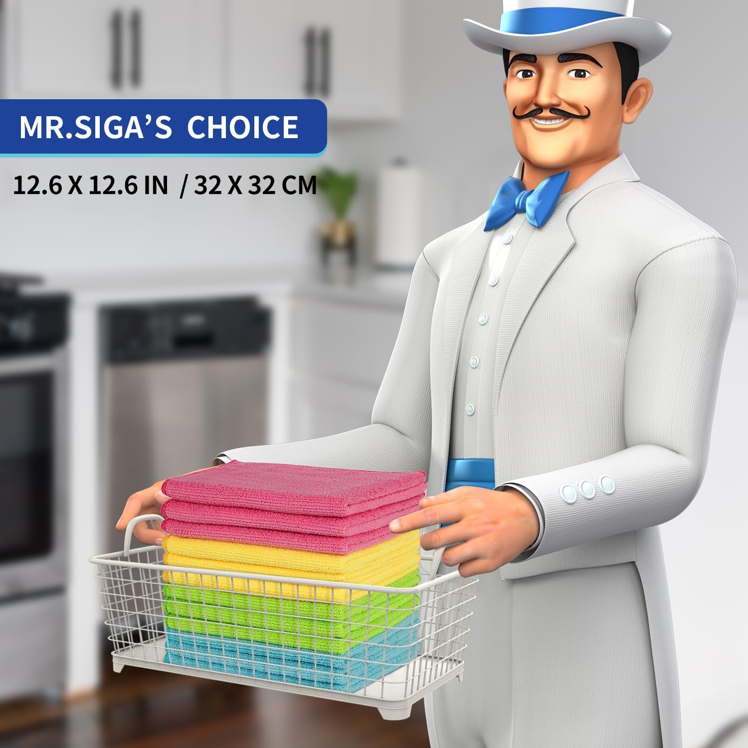 MR.SIGA Microfiber Cleaning Cloths, Streak Free Microfiber Towels, 12 Pack - Image 2