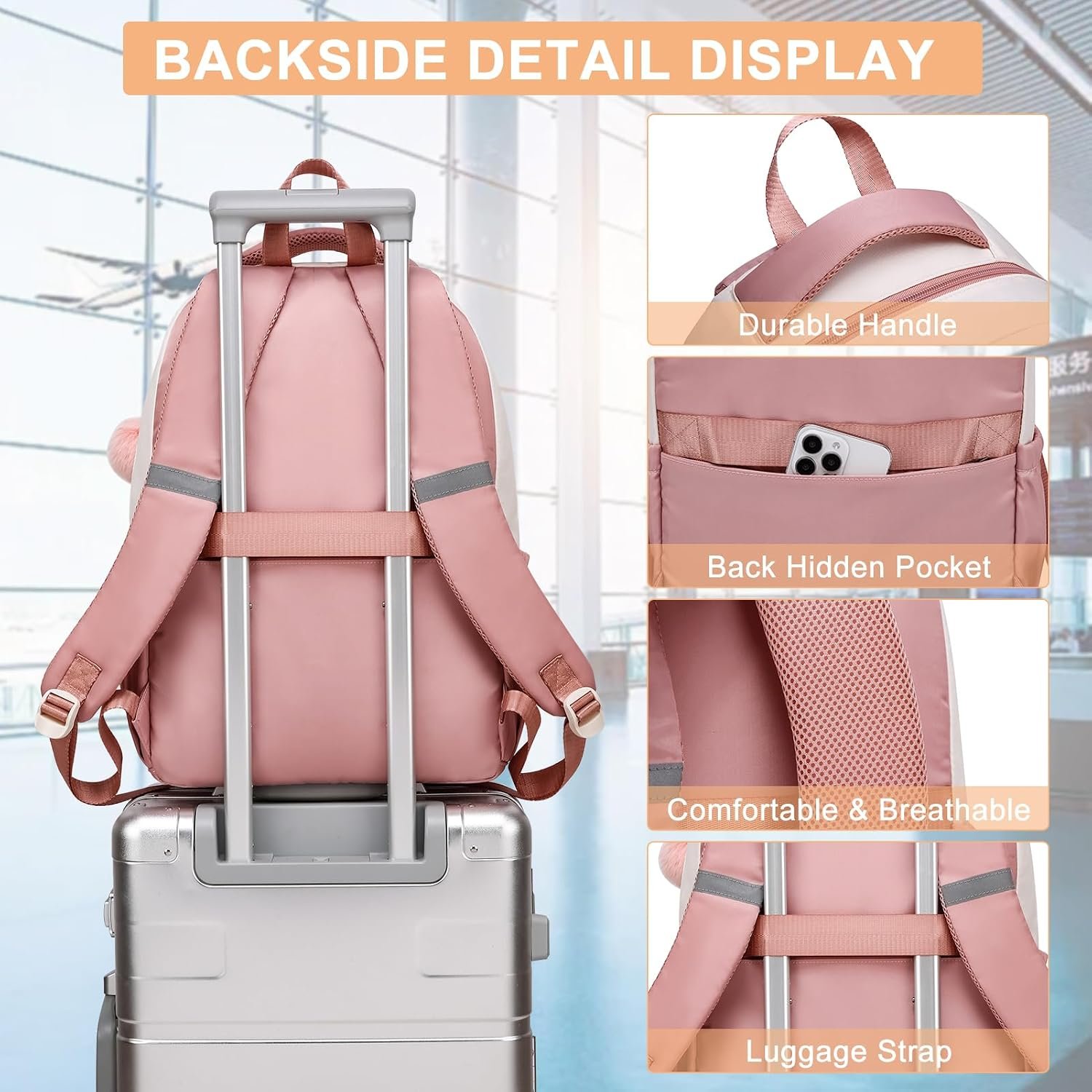 School Backpack for Teen Girls & College Women, Water-Resistant Ergonomic 15.6 inch Laptop Bookbag, Cute Aesthetic Middle & High School Travel Backpack - Image 6