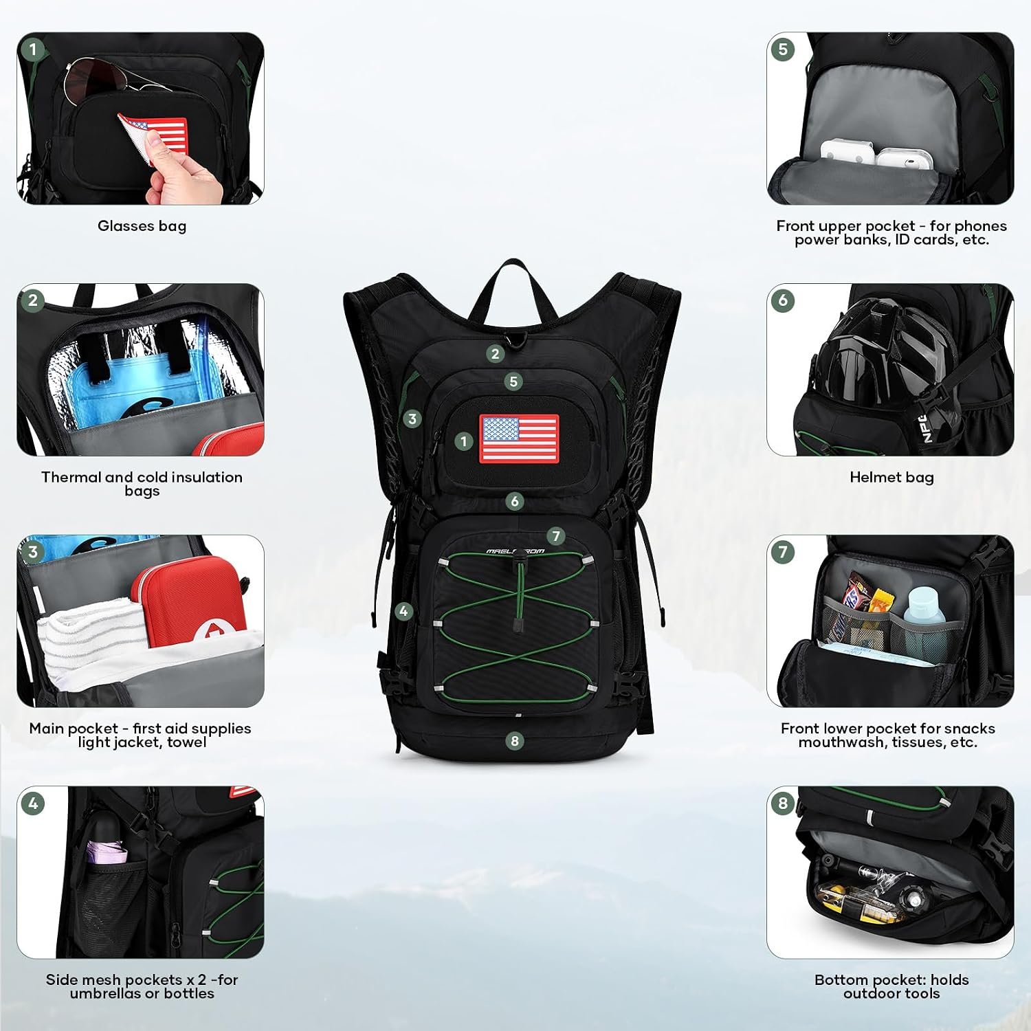 Maelstrom Lightweight Hydration Hiking Backpack with 2L/3L Water Bladder - Image 2