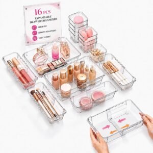 16 PCS Drawer Organizers, 3-Size Ex...