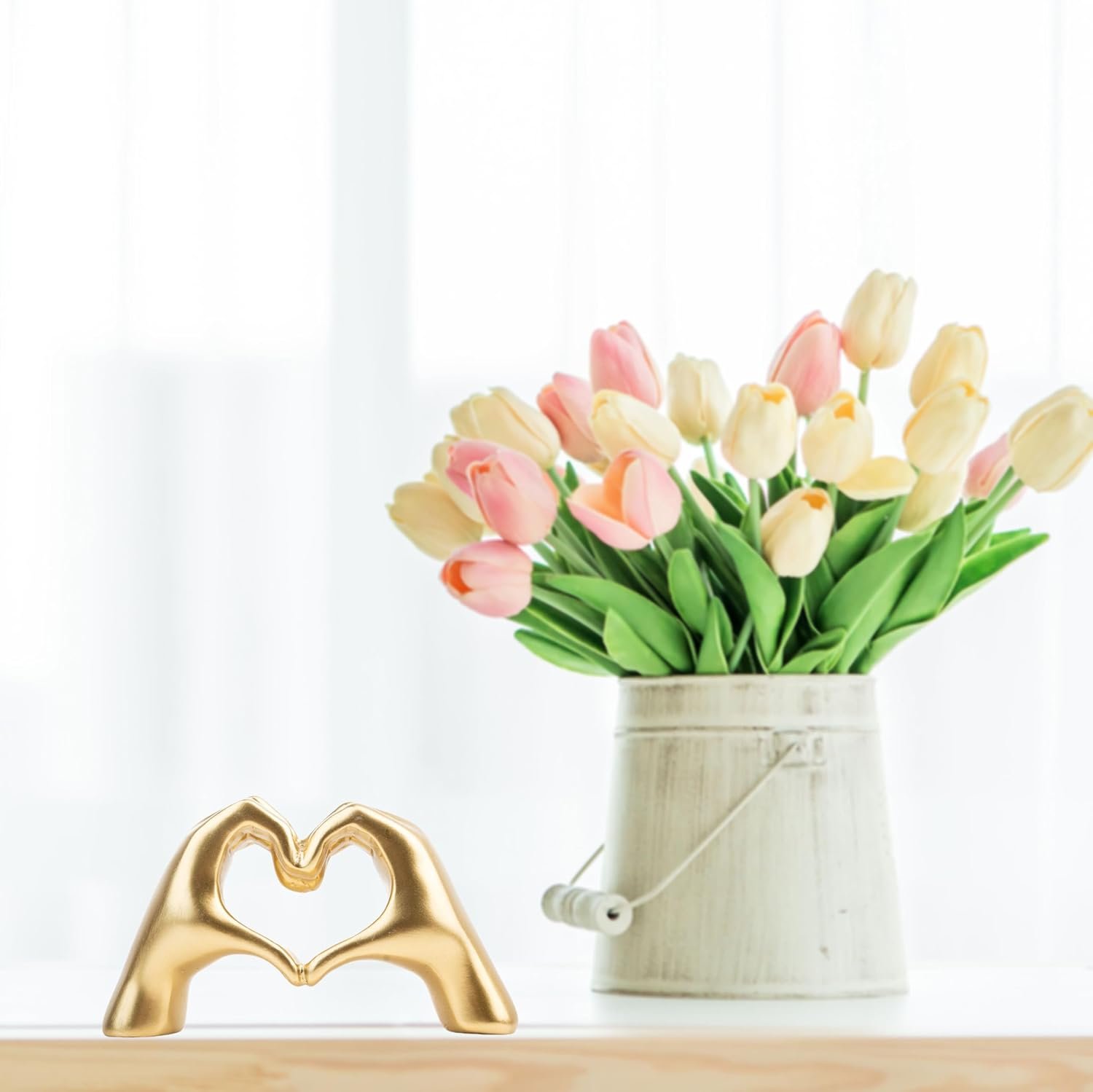 Small Heart Hands Sculpture Decor for Living Room Bedroom Bookshelf Coffe Table and Office Display, Love Finger Statue Modern Aesthetic Home Decor, Unique Gift for Wedding Christmas Birthday (Gold) - Image 2