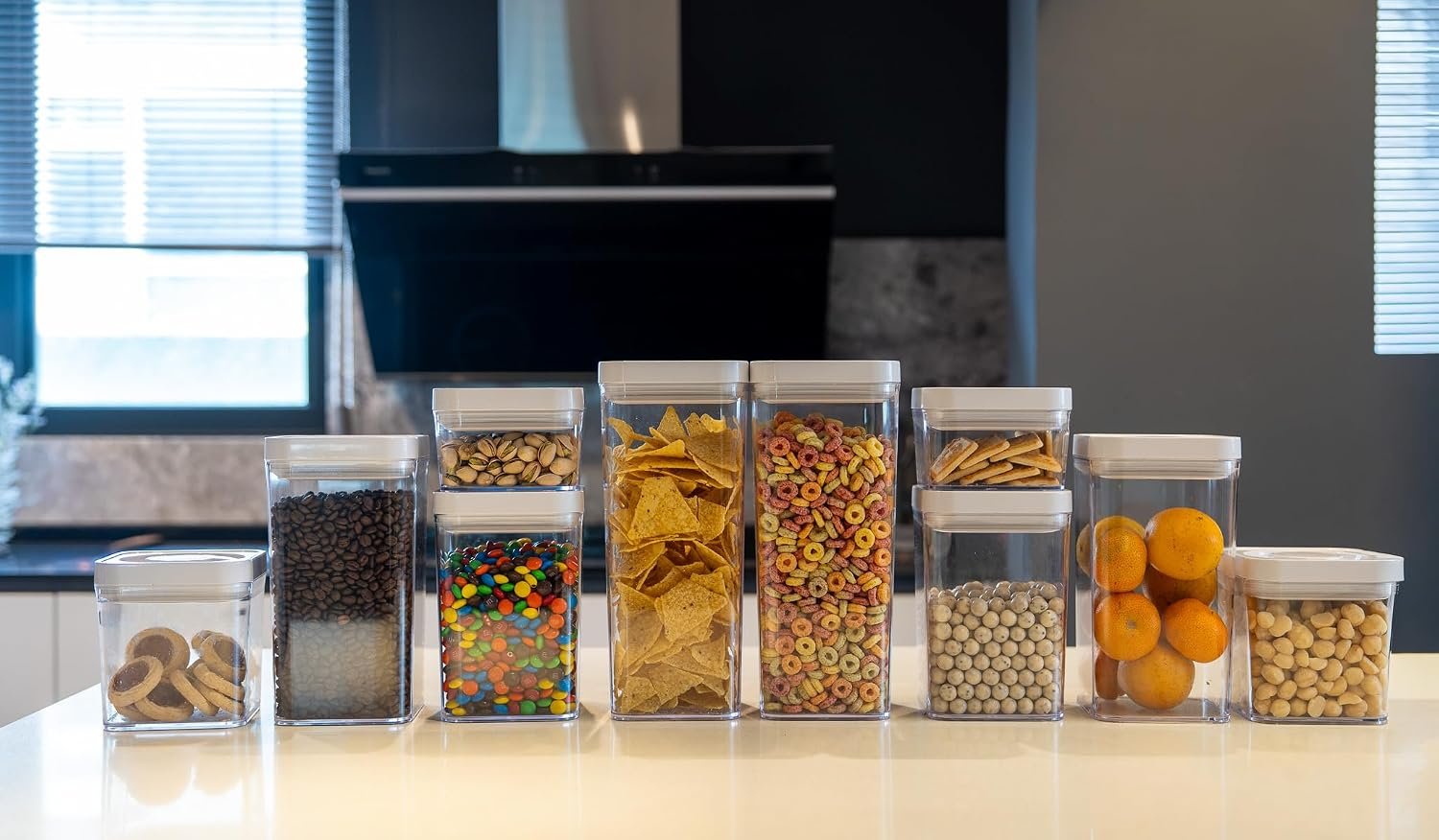 Amazon Basics Airtight Food Storage Containers, BPA Free, Dishwasher Safe, with Twist/Turn Lids, for Kitchen Pantry Organization, 10-Piece Square Set, Clear Plastic - Image 5