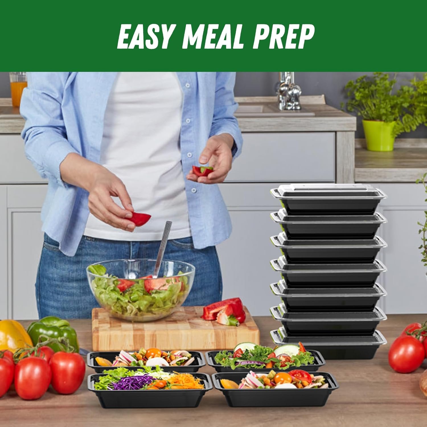 Dealusy 50 Pack (100-Piece) 28 oz Meal Prep Containers Reusable with Lids - Image 6