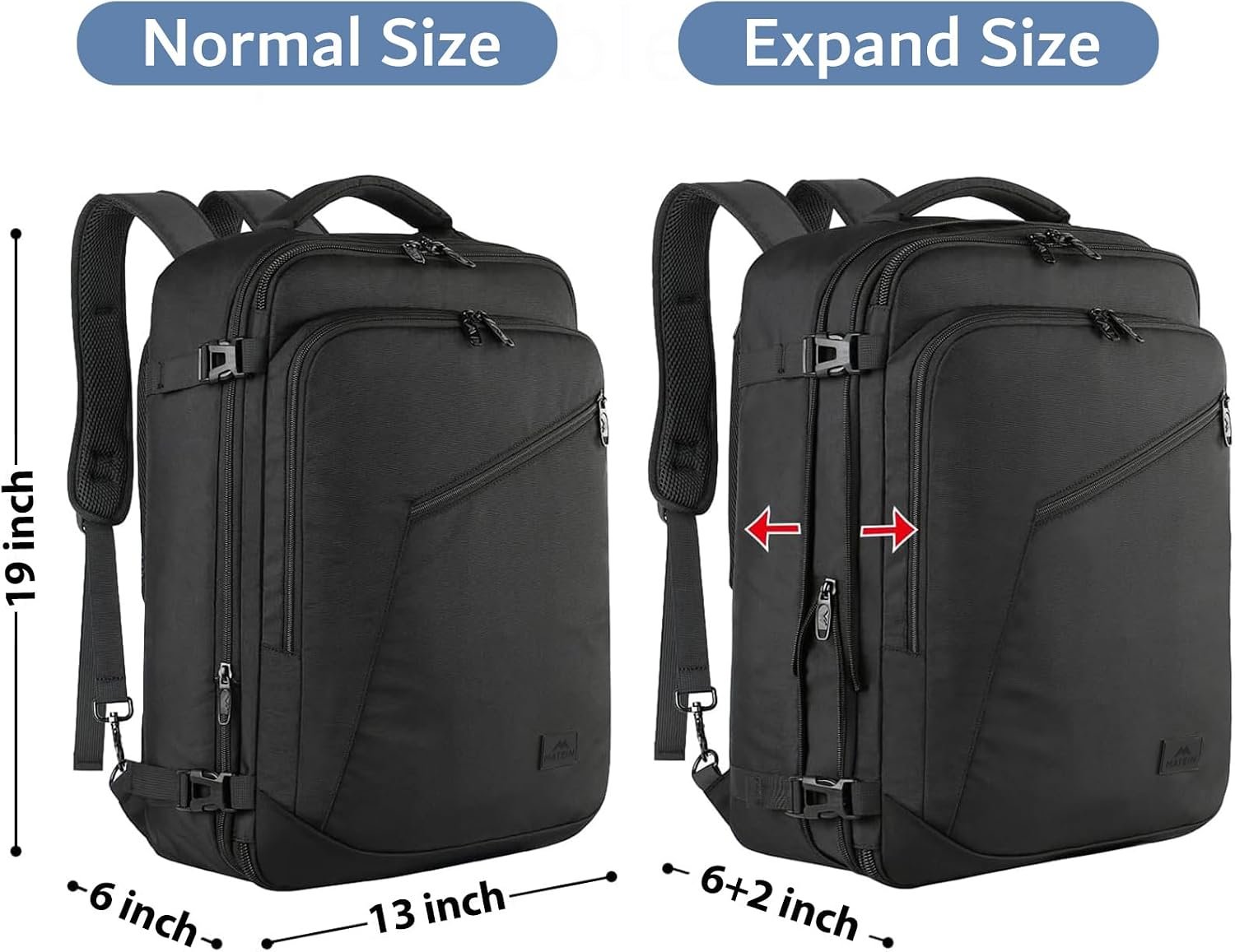 MATEIN Carry on Backpack, Extra Large Expandable Travel Backpack for Men - Image 5