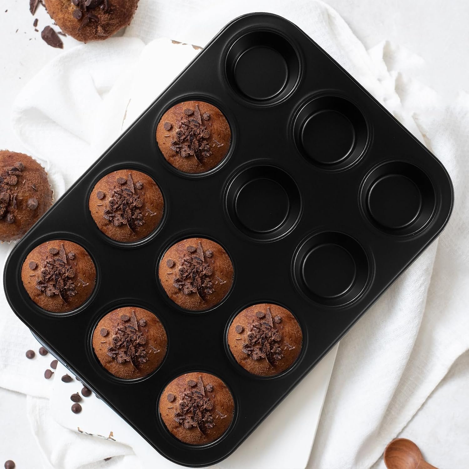 11-Piece Nonstick Baking Pans Set - Professional Grade Carbon Steel Bakeware with Premium Coating- Dishwasher Safe, Stackable, Oven Safe to 450°F (Black) - Image 5