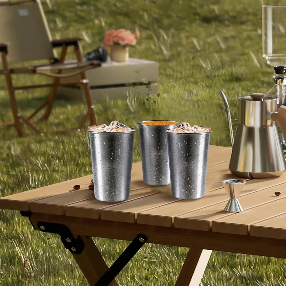 KISEER 5 Pack 16 Ounce Stainless Steel Pint Cups Shatterproof Cup Tumblers Unbreakable Metal Drinking Glasses for Bar, Home, Restaurant - Image 7