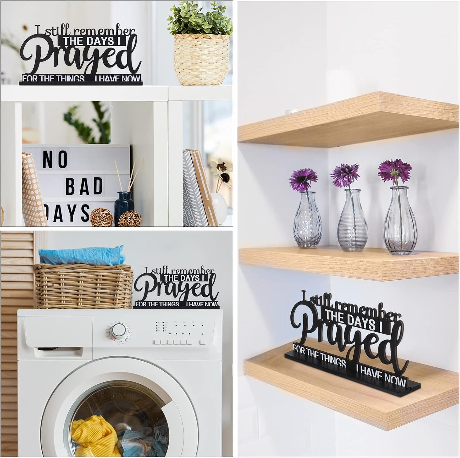 Jetec Remember Prayed Sign Wood Blessed Table Decor, Classic Style - Image 5