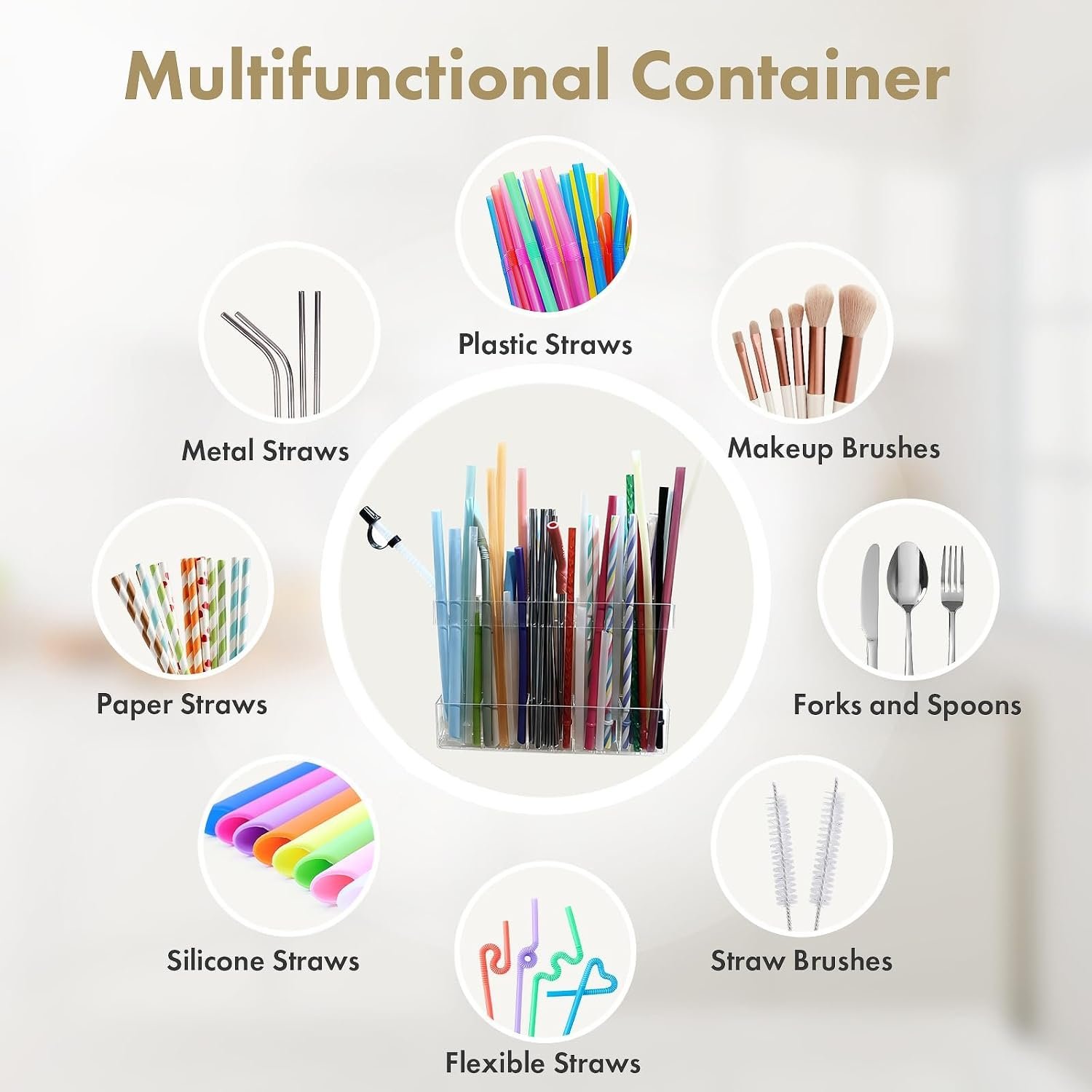 Acrylic Straw Holder for Cabinet Door - Child-Safe Organizer & Dispenser with Smooth Rounded Edges for Kitchen Accessories Storage, Adhesive Circles Included (Clear Transparent) - Image 6