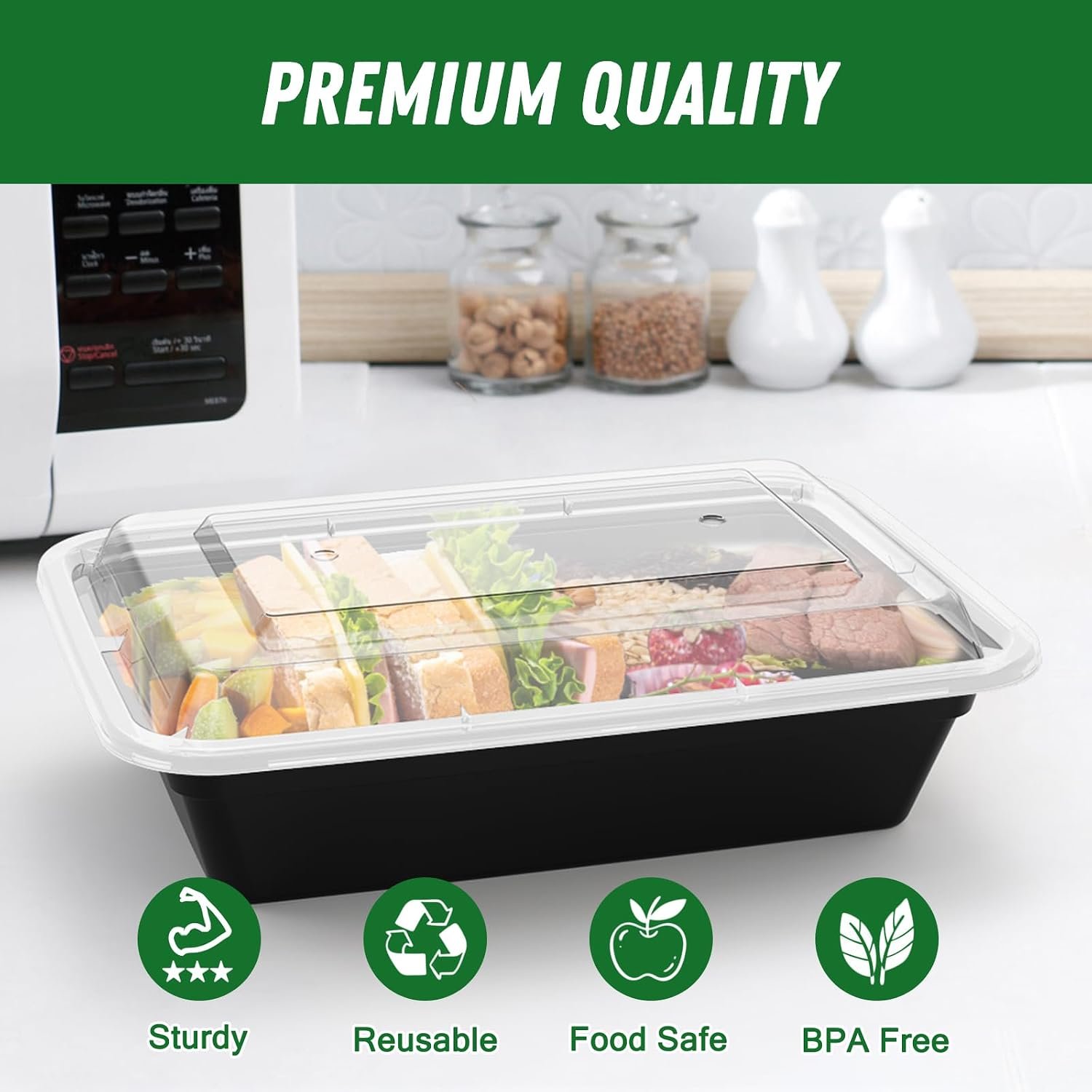 Dealusy 50 Pack (100-Piece) 32 oz Meal Prep Containers Reusable with Lids - Image 3