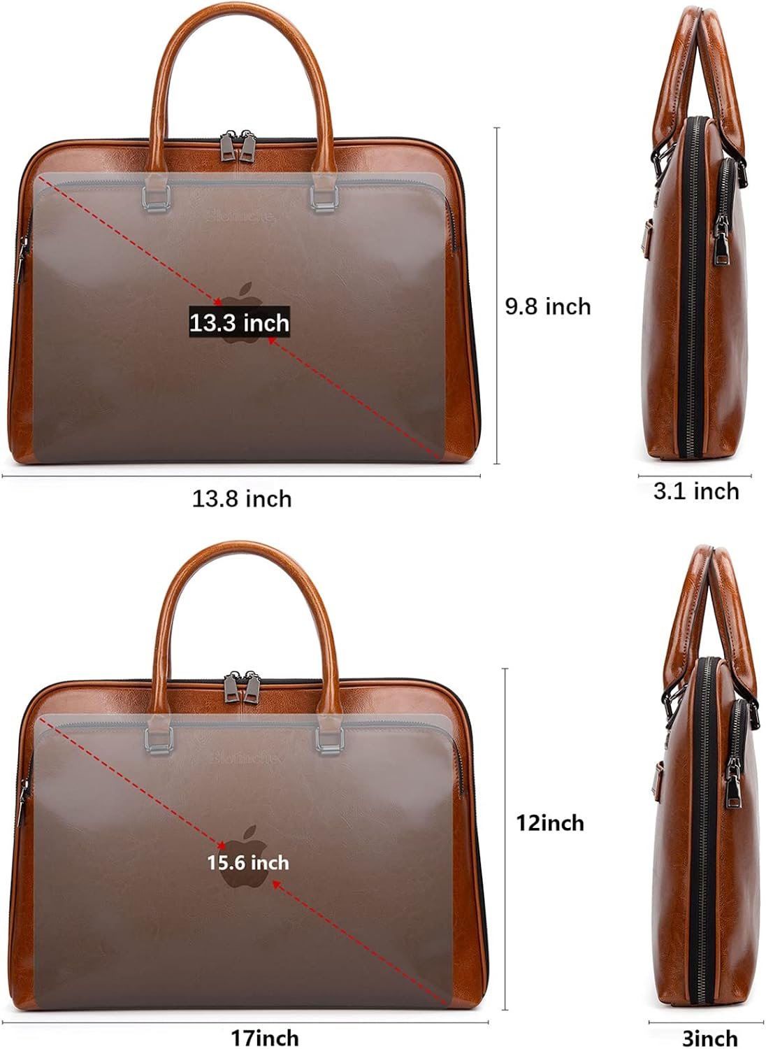 Blofinche Laptop Messenger shoulder bag: Genuine Leather work Briefcase 13.3 15.6 inch designer Satchel handbag - Image 4