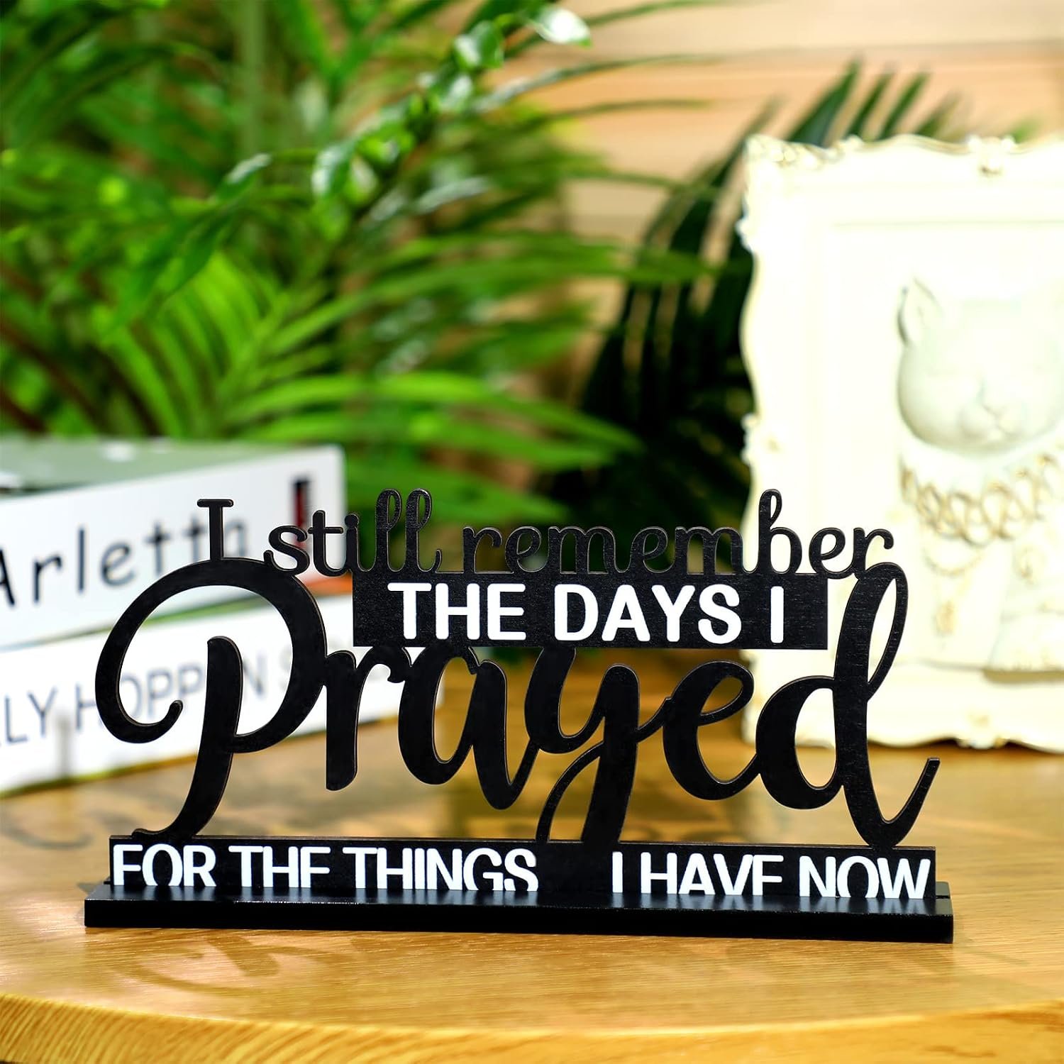 Jetec Remember Prayed Sign Wood Blessed Table Decor, Classic Style - Image 3