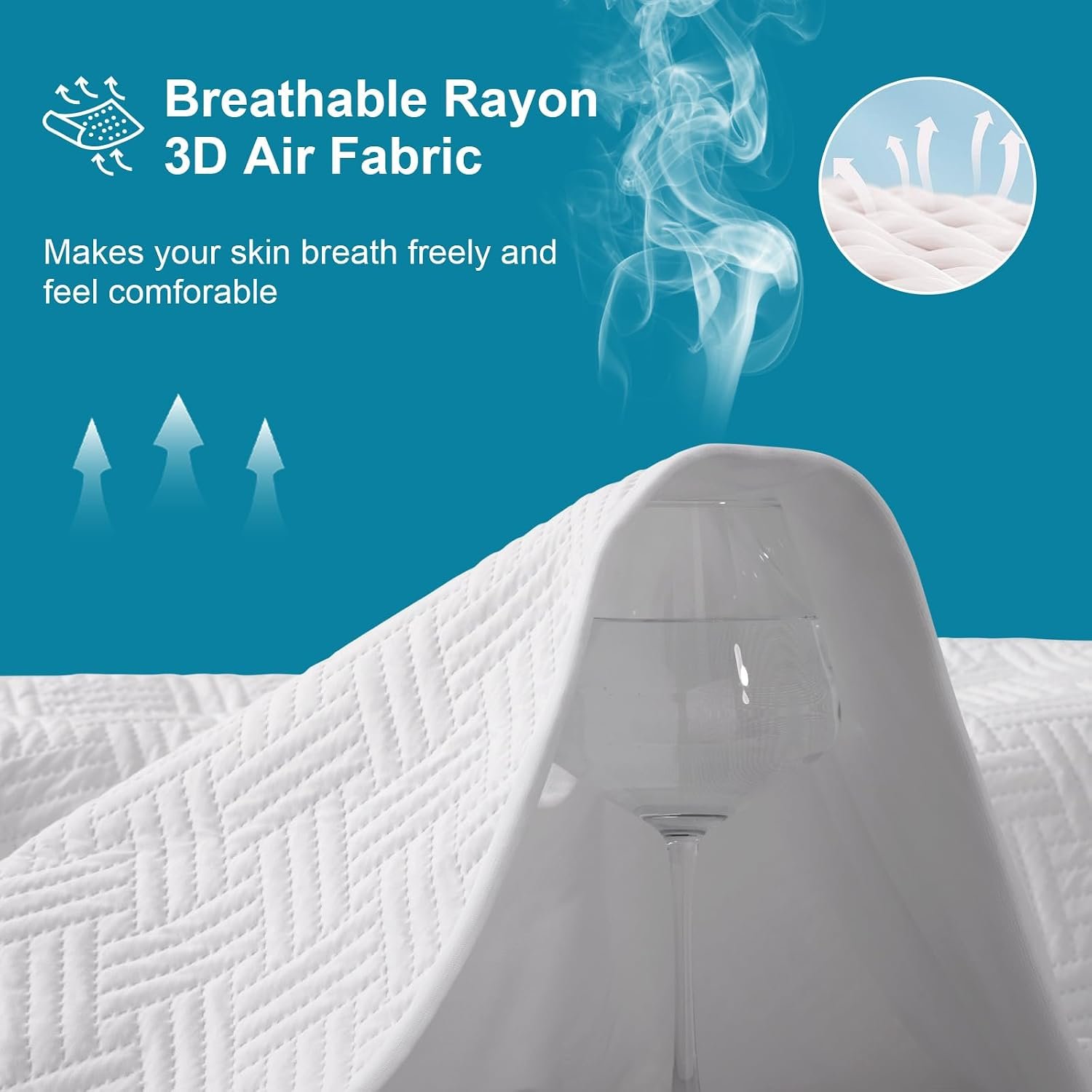 Waterproof Queen Size Mattress Protector with Deep Pockets, White - Image 5
