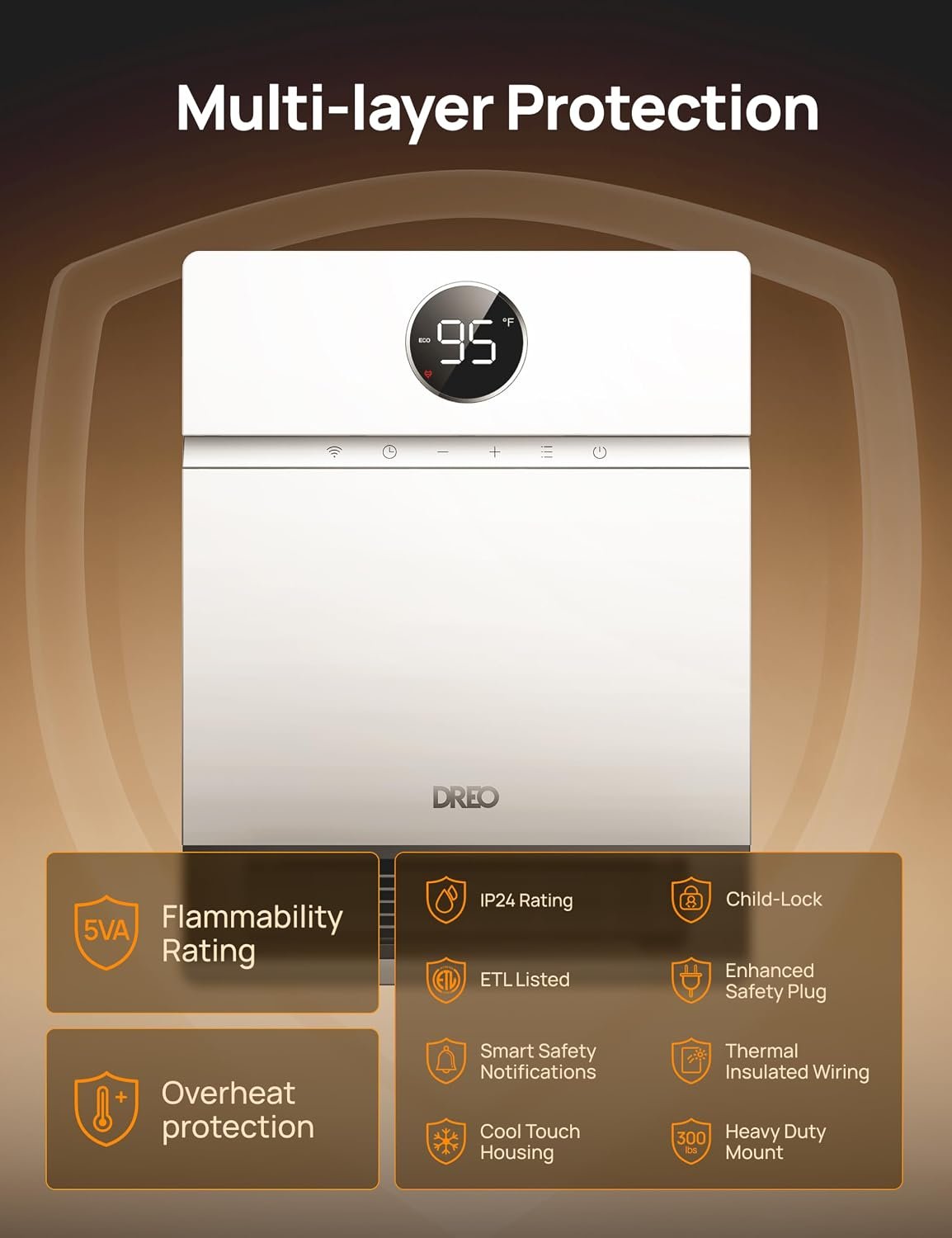 DREO Smart Electric Wall Heater for Indoor Use, Works with Alexa,Large Room - Image 5