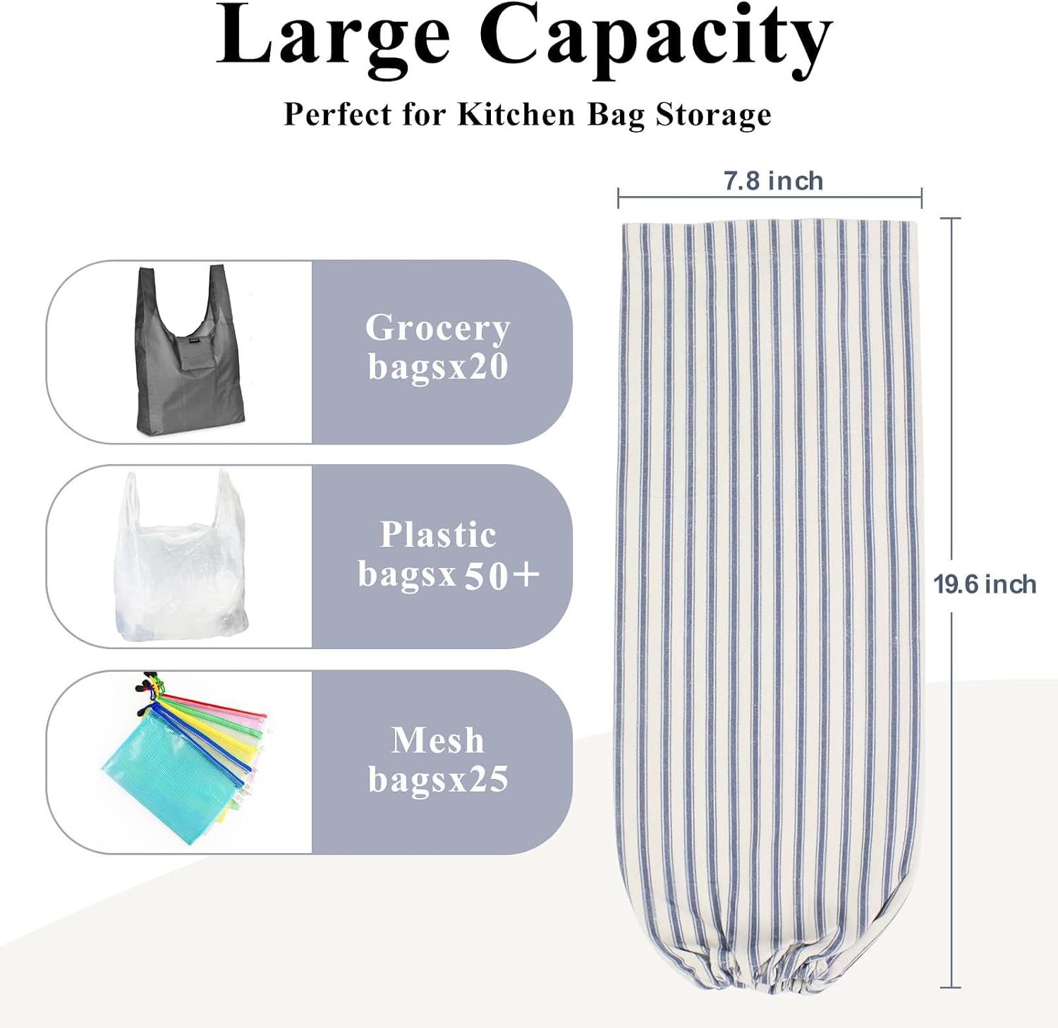 TOGETRUE Plastic Bag Holder, Wall Mount Grocery Bag Holder, Reusable Trash Bags Organizer for Home Kitchen Pantry Decor (Blue) - Image 3
