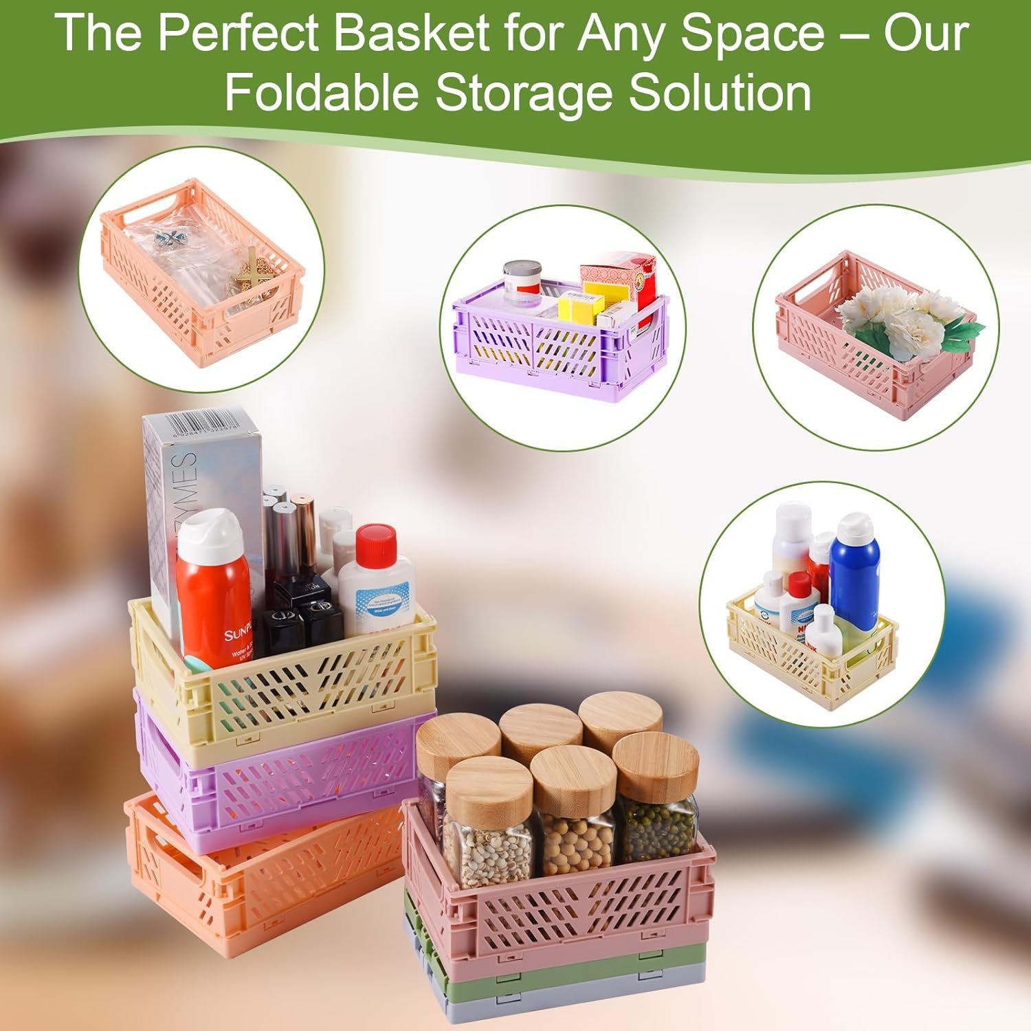 HUUSMOT 6-Pack Collapsible Small Plastic Storage Baskets, 5.9"x3.8"x2.2" - Image 6