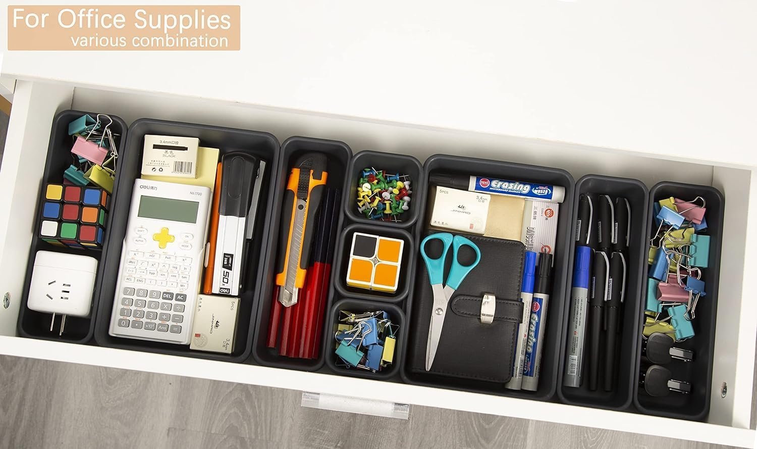 Kutesna 15PCS Plastic Drawer Organizer, Versatile Desk Organizers Set - Image 3