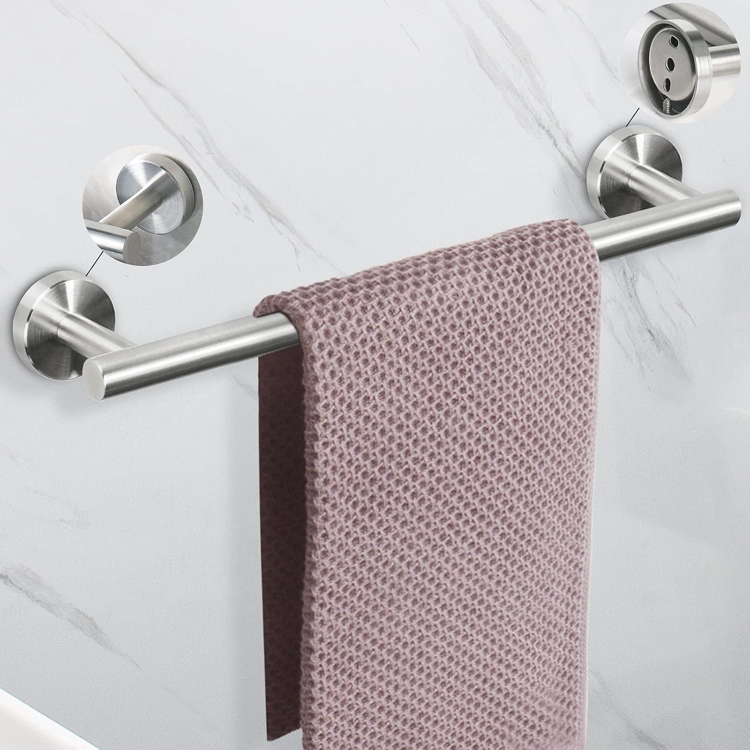 NearMoon Bathroom Hardware Set SUS 304 Thicken Stainless Steel-Towel Bar Set Include 16" Towel Rod, Toilet Paper Holder, Multifunctional Hooks Bathroom Accessories (Brushed Nickel, 5 Pcs) - Image 2