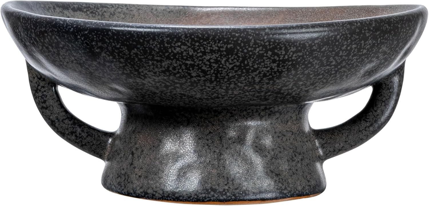 Creative Co-Op Stoneware Bowl with Handle and Base, Black Reactive Glaze - Image 4