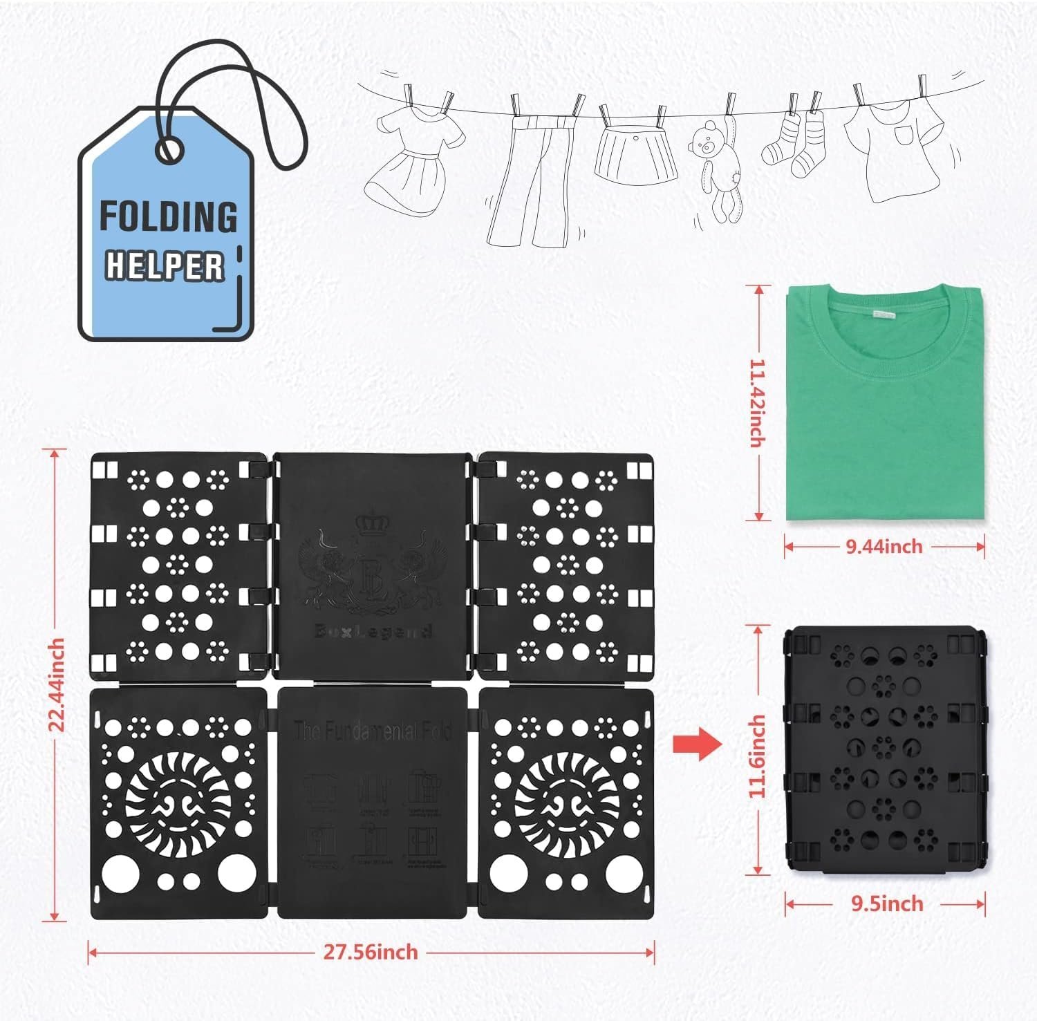 BoxLegend V3 Shirt Folder Board Tshirt Clothes Folding Board Durable Black - Image 4