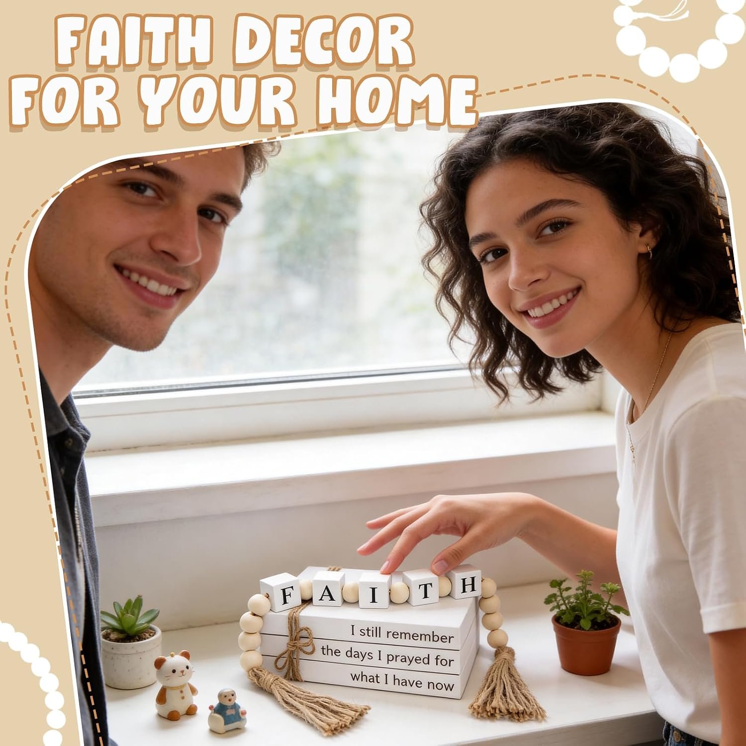 Farmhouse White Fake Decorative Books Wooden Box for Home Office Decor - Religion Christian Faith Aesthetic for Living Room, Console Table, Bookshelf, Tv Stand, Entryway - Image 5