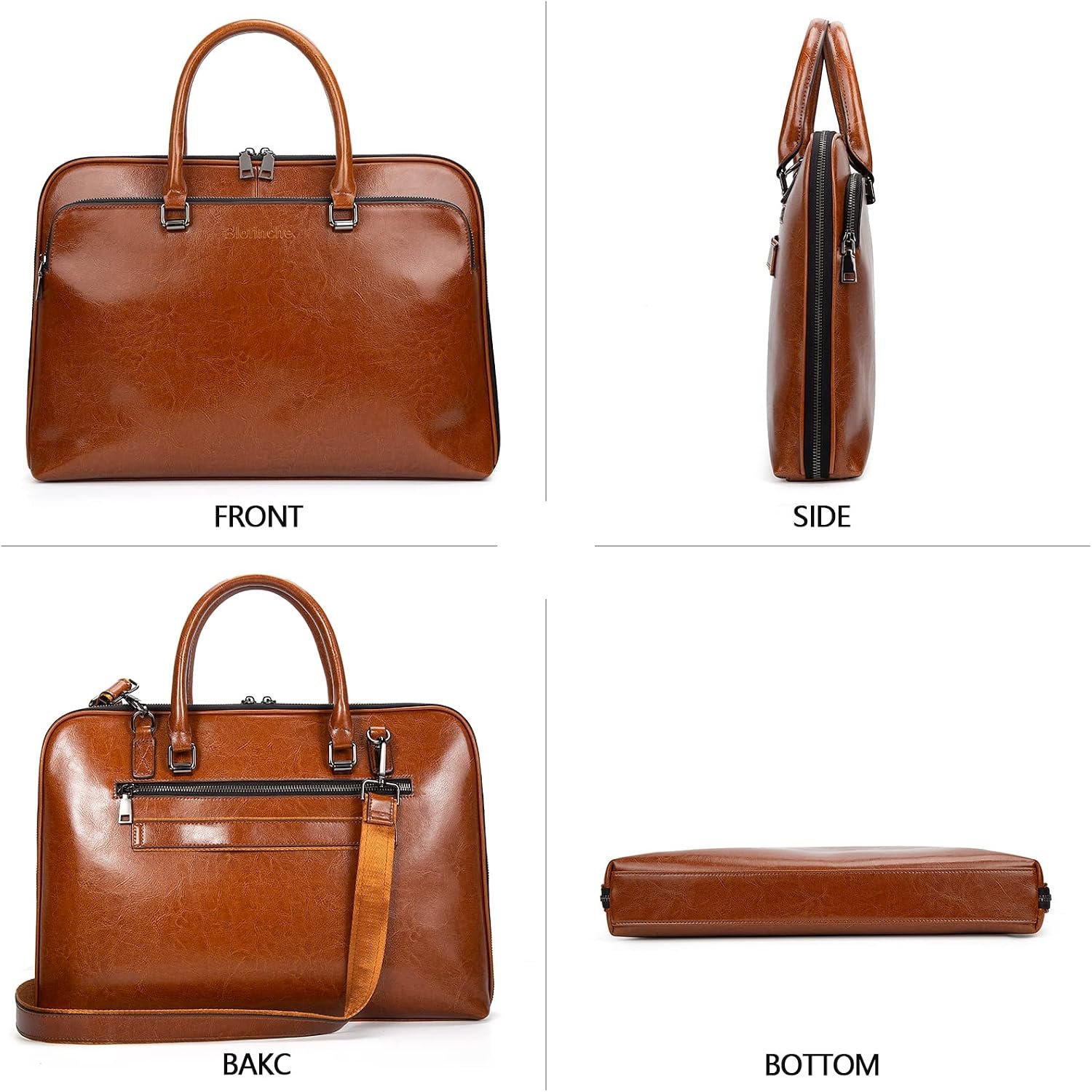 Blofinche Laptop Messenger shoulder bag: Genuine Leather work Briefcase 13.3 15.6 inch designer Satchel handbag - Image 7