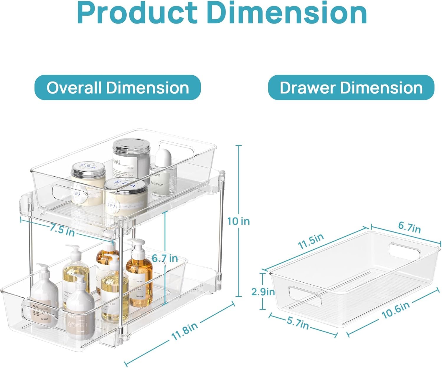 Vtopmart 4 Pack Pull Out Bathroom Under Sink Organizer (S-Standard) - Image 2