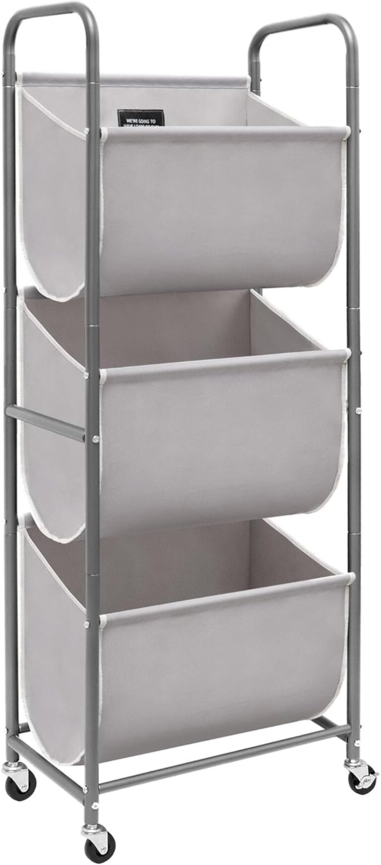STORAGE MANIAC 120 Liters Vertical Rolling Laundry Hamper, 3 Section Laundry Sorter with Wheels and 2 Breaks, 3-tier Laundry Baskets for Small Space, Dorm, Laundry Room, Closet, Bathroom, Gray 3-tier