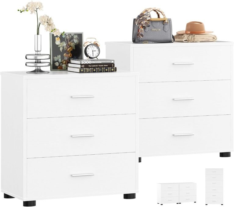 Aheaplus Closet Drawers Set of 2, Wood Closet Organizers and Storage, White