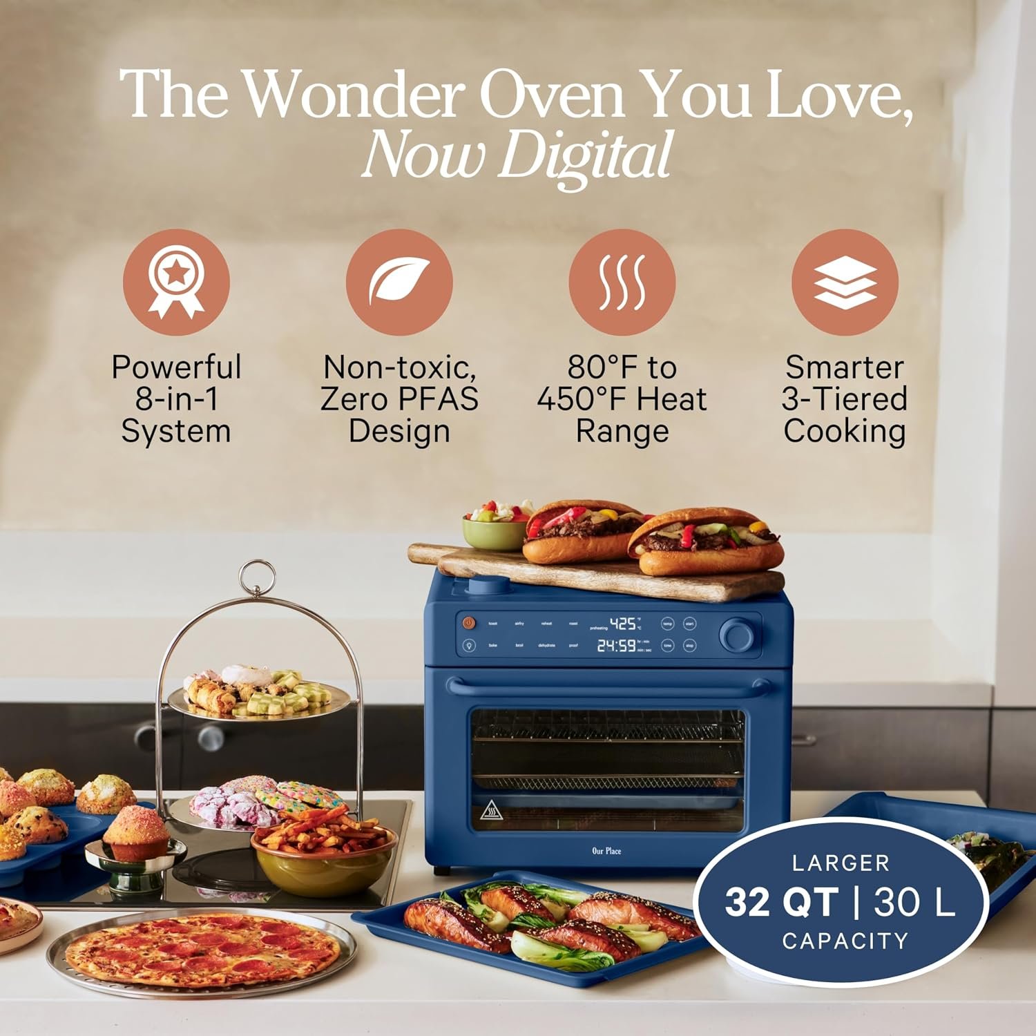 Our Place Wonder Oven Pro, 8-in-1 Digital Air Fryer Oven, 3-Rack, 32 Qt - Image 2