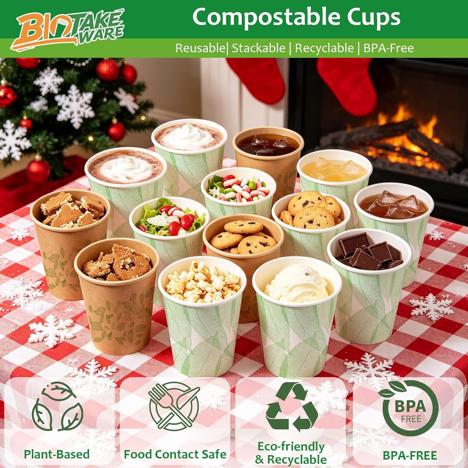 16oz 180Count Compostable Paper Cups, Plant-Based Disposable Coffee Cups with PLA Lining, Perfect for Hot & Cold Drinks, Coffee, Party, Office & Daily Use - Image 6