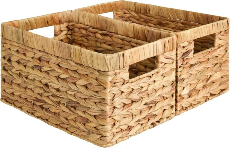 StorageWorks Wicker Baskets, Wicker Storage Baskets for Shelves, 2-Pack