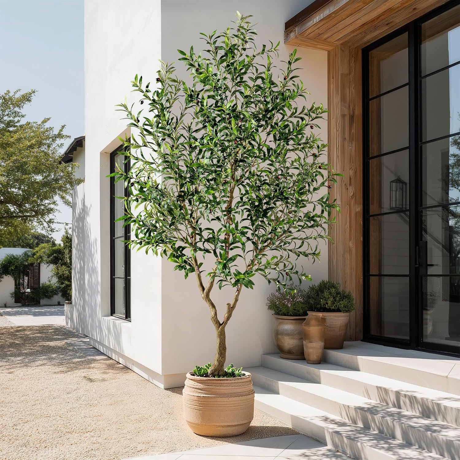 Large Faux Olive Tree Tall Artificial Trees with Pot Indoor Outdoor Realistic Floor Fake plantas for Home Living Room Bedroom Office Porch Outside Patio arboles para decoracion Housewarming Gift - Image 8