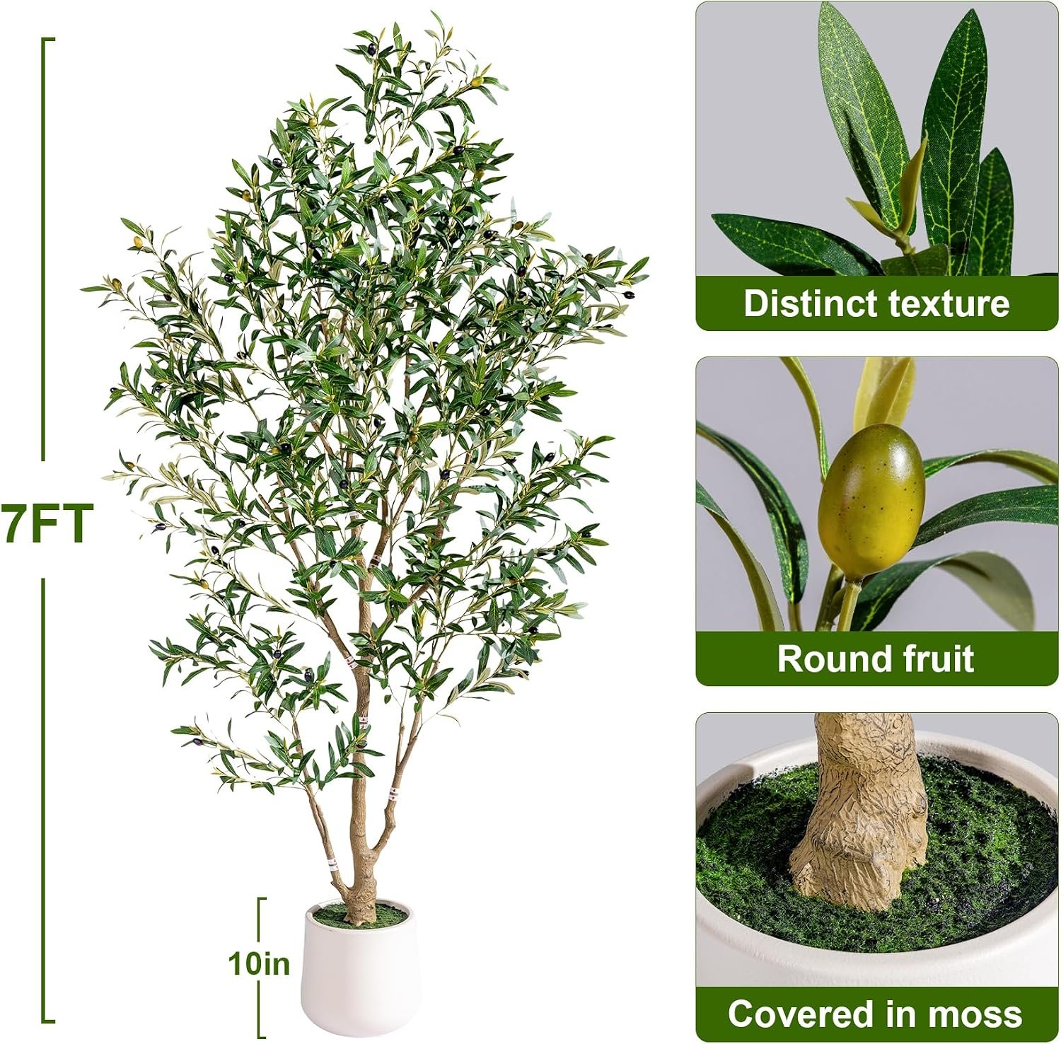 Large Faux Olive Tree Tall Artificial Trees with Pot Indoor Outdoor Realistic Floor Fake Plastic plantas for Modern Home Living Room Office Corner Farmhouse Fake Olives Plants Decor Housewarming Gift - Image 6
