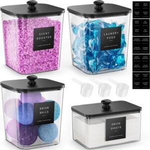 4 Pack Laundry Pods Container, Clea...
