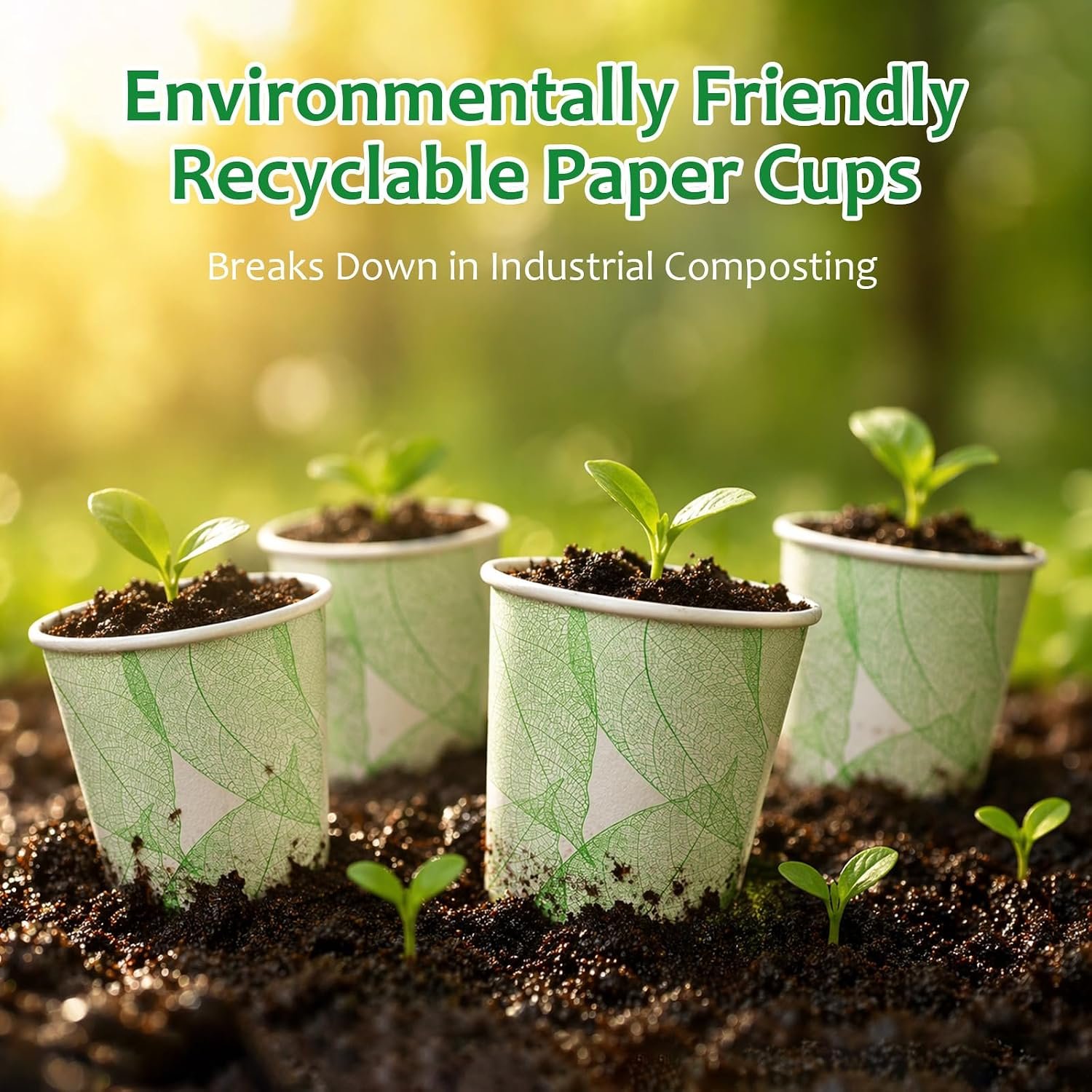 12oz 240Count Compostable Paper Cups, Plant-Based Disposable Coffee Cups with PLA Lining, Perfect for Hot & Cold Drinks, Coffee, Party, Office & Daily Use - Image 2