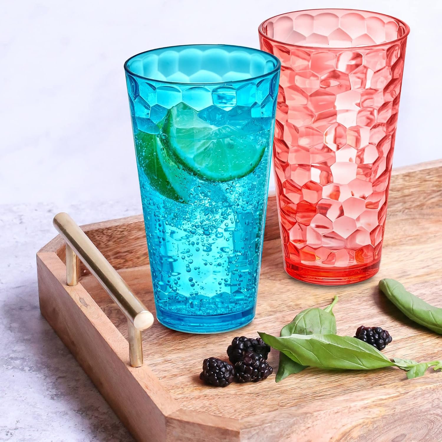 Amazing Abby - Iceberg - 24-Ounce Plastic Tumblers (Set of 8), Mixed-Color High-Balls, Reusable, Stackable, BPA-Free, Shatter-Proof, Dishwasher-Safe - Image 4
