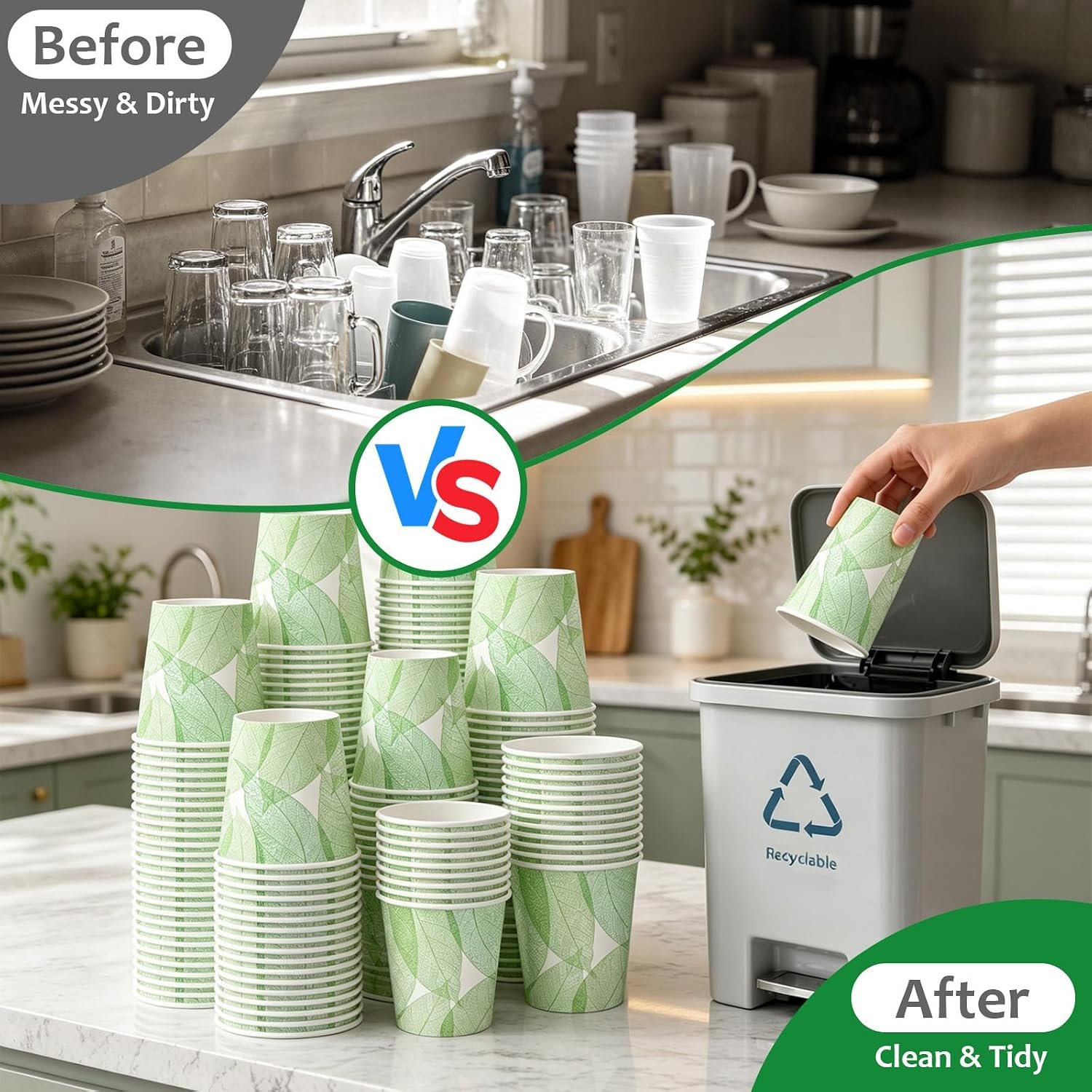 12oz 240Count Compostable Paper Cups, Plant-Based Disposable Coffee Cups with PLA Lining, Perfect for Hot & Cold Drinks, Coffee, Party, Office & Daily Use - Image 4