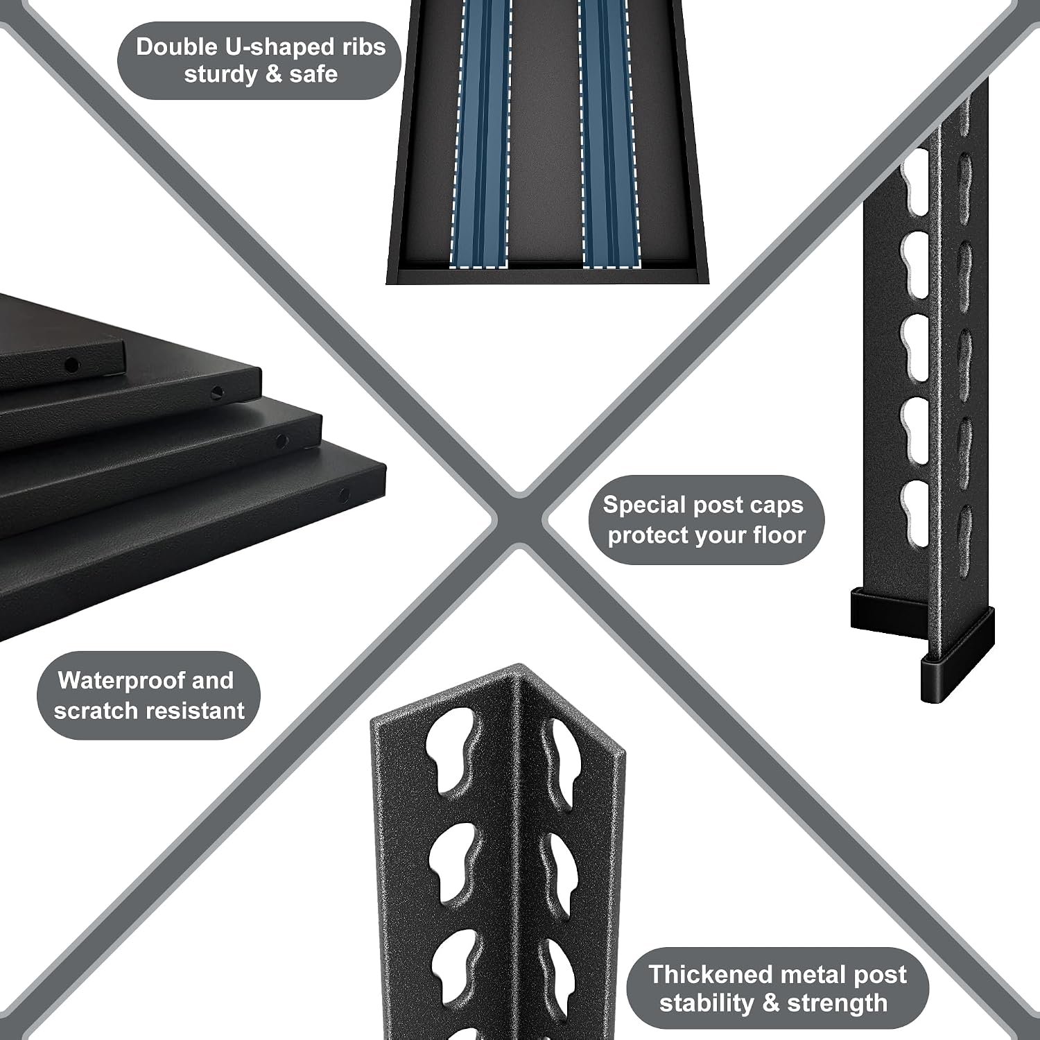 40" W Garage Shelving Heavy Duty,1800LBS Loads Metal Shelving Units and Storage,4-Tier Garage Storage Shelves Heavy Duty, Industrial Utility Shelves,40”W x 16”D x 72”H(Black) - Image 4