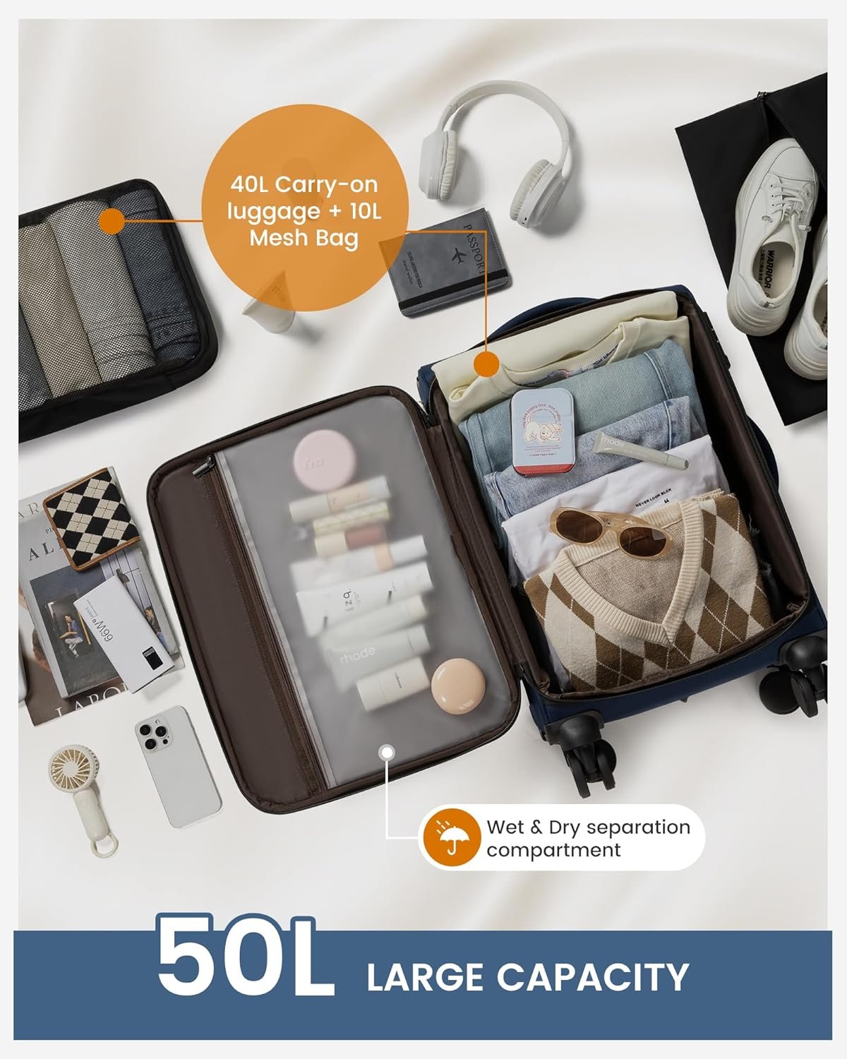 Carry On Luggage 22x14x9 Airline Approved with TSA Lock for Business Trip - Image 5