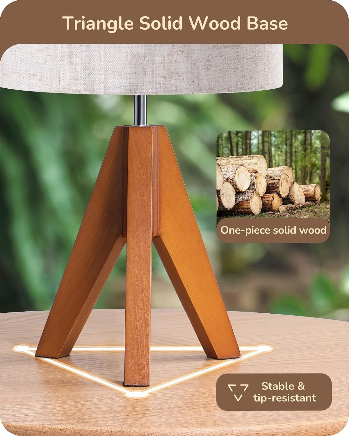 EDISHINE Tripod Table Lamp, Small Cute Bedside Lamp, 14.2 Inch, E26 Base - Image 2